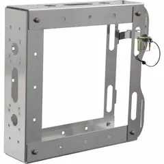 Outrigger pad holder designed for secure storage and transport of outrigger pads on service vehicles. Constructed for compatibility with standard pad sizes, it facilitates organized mounting and quick access during setup. Suitable for use with aerial lifts, cranes, and other mobile equipment requiring outrigger stabilization.