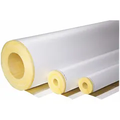 This fiberglass straight tube insulation is 3 ft long with a 1 in thickness. It features a slit with adhesive and flap for easy installation. Commonly used for thermal insulation and condensation control on pipes in HVAC, plumbing, and industrial systems.