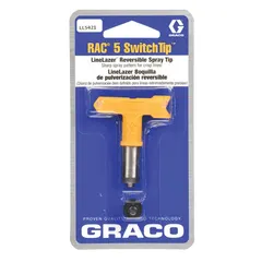 Yellow line striping tip with 0.021 in orifice size for airless spray guns. Compatible with RAC 5 Spray Tip Guard and model 17H458. Used for applying paint stripes on pavement, parking lots, and warehouse floors.