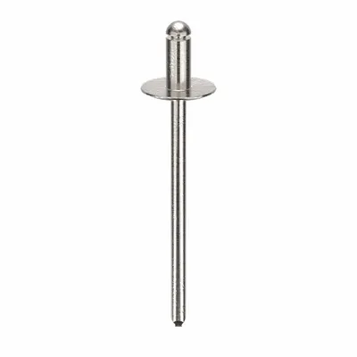 POP AVDEL Large Flange Blind Rivet, 0.122 in dia, 1.54 in L, Plain, 500 PK - Large Flange Blind Rivets