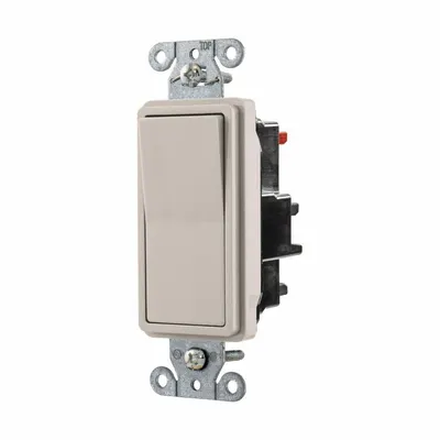 HUBBELL Wall Switch: Rocker Switch, Single Pole, Maintained, Light Almond, 120/277V AC - Rocker Wall Switches