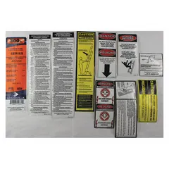 Replacement label kit for Louisville Ladder models AE2216, AE2220, AE2224, AE2228, AE2232, AE2236, and AE2240. Includes safety and identification labels to maintain clear marking on extension ladders. Fits Louisville Ladder brand only.