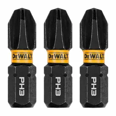 This 3-pack of #3 Phillips (PH3) insert bits features a hex shank and standard tip style. Each bit has a 1-inch overall length. Suitable for driving PH3 fasteners in general assembly and maintenance tasks.
