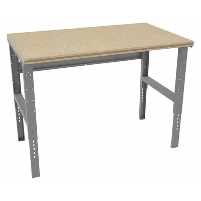 TENNSCO Workbench: Adj Ht, Shop Top, 60 in x 36 in, 1,900 lb Overall Load Capacity - Open-Base Workstations
