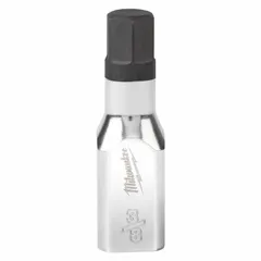 This MILWAUKEE hex bit socket features a 3/8 in SAE hex tip and a 2 in overall length. Designed for driving hex-head fasteners, it is used in industrial assembly, maintenance, and repair tasks. Compatible with standard ratchets and impact tools.