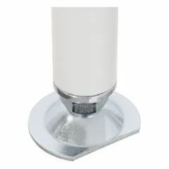 This leveling foot is designed for use as an inner foot in flow-rack clamp-on pipe systems. It provides stable support and height adjustment for industrial shelving, workstations, and material handling structures. Made of galvanized steel with a silver finish, it measures 2 inches in length and is corrosion resistant.
