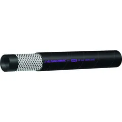 Bulk hose for transferring Diesel Exhaust Fluid in industrial applications. Black EPDM construction rated for -40° to 212°F with 300 psi max working pressure at 70°F. 25 ft length, 3/4 in ID.