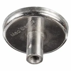 Rare earth magnet mount with 1/4"-20 female threaded insert for attaching cameras, sensors, fixtures, or other equipment to ferrous surfaces. Suitable for repositionable mounting of test equipment, lighting, or monitoring devices in industrial, machining, instrumentation, and maintenance settings.