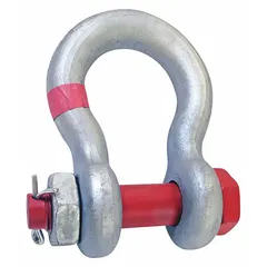 Anchor shackle with a working load limit of 60,000 lb and a width between eyes of 2 3/8 in. Features a red type designation and silver body color. Used in lifting and rigging to connect chains, slings, or cables to a load.