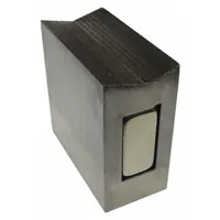 Neodymium block magnet with 40 lbf maximum pull force. Measures 1 in overall width by 0.5 in thickness with a 10-32" threaded tap hole for mounting. Used for lifting, holding, and positioning ferrous materials in industrial fixtures, jigs, and material handling applications