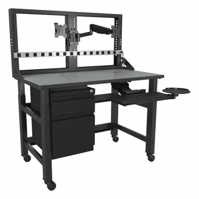 SAFCO PRODUCTS Computer Workstation: 0 Shelves, 2 Display Mounts, 62 in Overall Ht - Open-Frame Computer Workstations