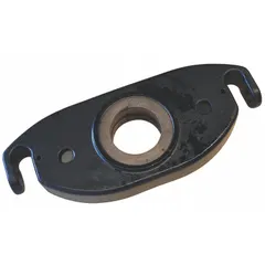 This steel thrust plate is a replacement component for pallet jacks. It is finished in black and serves to manage axial loads within the pallet jack assembly, contributing to proper movement and stability in material handling equipment.