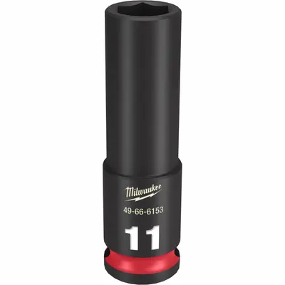 MILWAUKEE Deep Impact Socket: 3/8 in Drive Size, Metric, 11 mm Socket Size, 6-Point - 3/8" Drive Impact Sockets