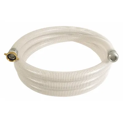 OEM Water Suction and Discharge Hose: 3 in Hose Inside Dia., 55 psi, Clear/White - PVC Water Suction & Discharge Hose Assemblies with Synthetic Braid & PVC Helix Reinforcement