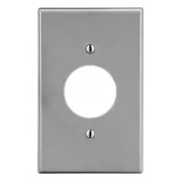 HUBBELL Wall Plate: Single Circular Opening, 1 Gang, Gray, Std Size (MPN P7GY)
