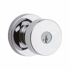 This rose-style office knob lockset is designed for interior commercial doors requiring keyed entry or privacy. It provides secure latching and locking for office, conference, or storage room applications. The lockset features a rose trim style and is intended for use in professional environments.