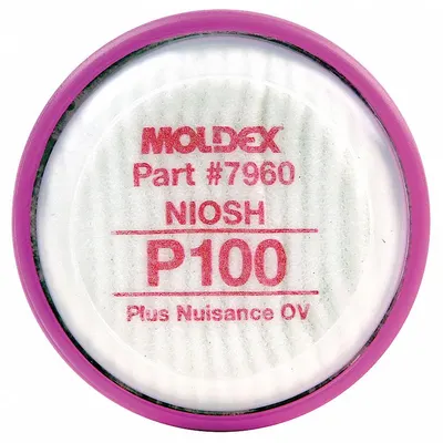 MOLDEX Filter: Nuisance Organic Vapor/P100, Magenta Color, Bayonet, Air Purifying Respirator - Moldex 7000, 7800, or 9000 Reusable Respirators Compatible Filters & Cartridges