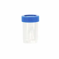 PPCO Sample Vial, 20 mL, Natural Round Body, Lavender Closure, Self-Standing, 28 mm Neck, Non-Sterile
