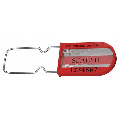 UNIVERSEAL Padlock Seals: Red, Plastic, 100 lb Breaking Strength, 1 3/16 in Hasp Lg - Metal Hasp Padlock Seals