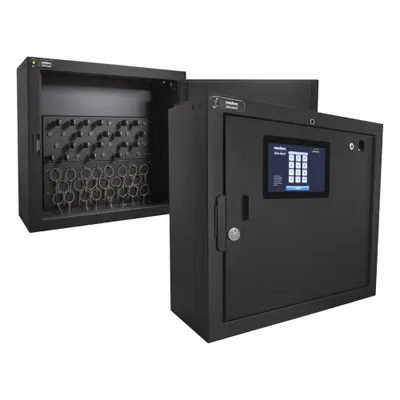 MEDECO Key Cabinet: 32 Key Capacity, Digital Lock, Steel, Black, 14 3/4 in Ht - Key Cabinets with Digital Lock