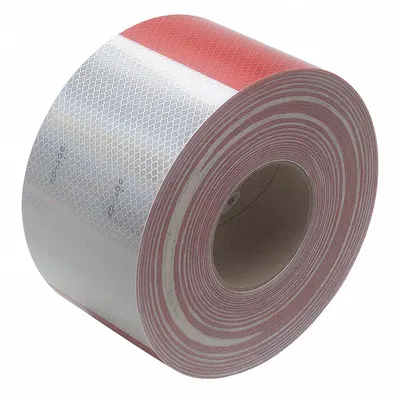 3M Premium Grade Reflective Tape: Marking/Trailers, Red/White, 4 in Wd, 50 yd Lg - Vehicle Reflective Tapes
