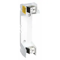 Single-pole open-style fuse block rated 600 V AC with box lug terminals and non-indicating design. Accepts UL Class H and K fuses for overcurrent protection in industrial power distribution, motor control centers, and panelboards.