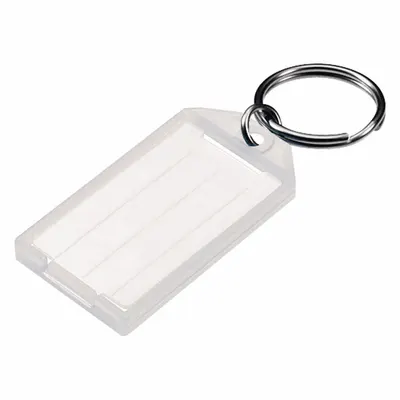 LUCKY LINE PRODUCTS Key Tag: 10 Key Tags, Rectangle, Clear, Plastic, Blank Label, 2 1/4 in Overall Ht - Unlabeled Key Tags