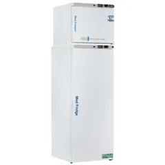 This pharmacy refrigerator-freezer offers 10.5 cu ft of refrigerator capacity for storing temperature-sensitive medications, vaccines, and biological samples. It features a swing solid door with a right hinge, providing secure cold storage in clinical and laboratory settings.