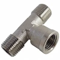 LEGRIS Metal Pipe Tee: Tee, 1/8 in x 1/8 in x 1/8 in, Nickel-Plated Brass, 870 psi, 1 29/64 in Lg (MPN 0928 00 10)