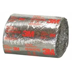This 3M firestop wrap, strip, and tape is designed for passive fire protection in plenum spaces. It provides a barrier against flame and smoke spread around cables, pipes, and ducts. The product is silver in color and has an overall width of 24 inches.