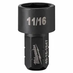 This 11/16 in SAE impact socket features a 6-point, short profile with friction retention. Overall length is 1 41/64 in. Designed for use with impact wrenches and drivers in high-torque fastening applications.