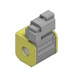Solenoid coil for hydraulic cartridge valves, rated for 12VDC operation at 14W power consumption. Features an Integral Deutsch connector for secure electrical connection. Used in industrial fluid-power systems requiring direct-current actuation of compatible cartridge valves.