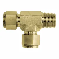 BRENNAN INDUSTRIES Compression Tee Fitting: 1/4 in OD x 1/4 in Pipe x 1/4 in OD Size, Brass (MPN N2605-04-04-04-B)