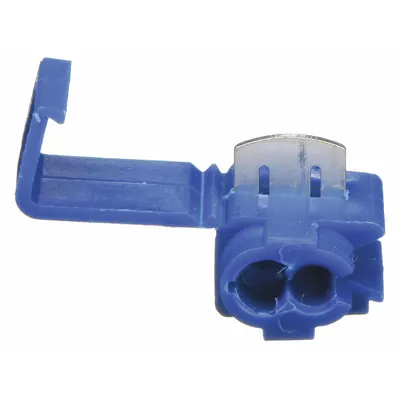 POWER FIRST Insulation Displacement Connector: 2 Ports, Blue, 18 AWG – 14 AWG Run Size Range - Double-Port Run Tap Wire Connectors