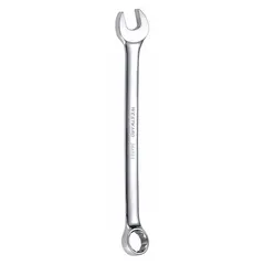 This 8 mm combination wrench features a 12-point box end for improved grip on hex fasteners and an offset design for better access in confined spaces. The chrome finish provides corrosion resistance. Suitable for tightening and loosening metric fasteners in mechanical assembly and maintenance tasks.