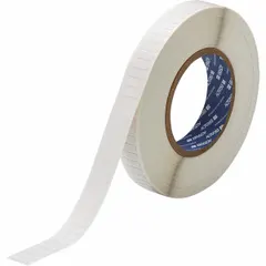 This precut label roll from Brady is made of polyimide with a white matte finish, measuring 13/64 in x 21/32 in. It is rated for continuous use from -94°F to 572°F, making it suitable for high-temperature identification tasks such as circuit board labeling, wire marking, and equipment tags. Compatible with the Brady A8500 printer series.