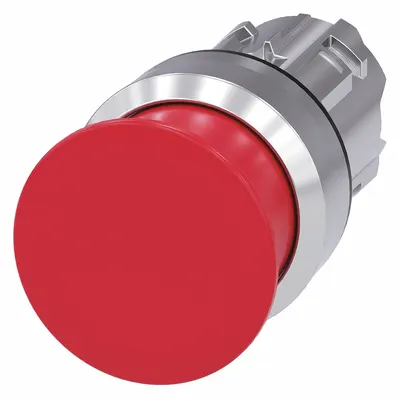 Siemens Mushroom Head Push Button: Red, 22 mm Mounting Size, Metallic - Mushroom-Head Push-Button Operators