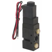 Steel solenoid air valve for controlling tailgate operation on heavy dump trucks. Rated to 130 psi. Black finish, unfinished. Suitable for pneumatic actuation in demanding environments