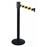 RETRACTA-BELT Barrier Post with Belt: Black/Yellow, Diagonal Stripe, No Legend, 15 ft Belt Lg, Black (MPN 321BA-BYD)