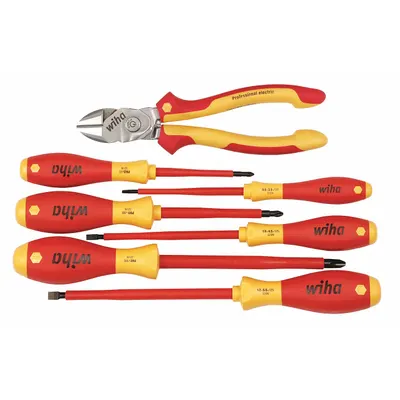 WIHA 32857 Electricians Tool Kit, Insulated, 7 Pieces - Tool Only Sets