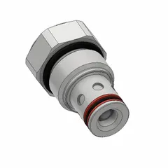Two-way cartridge check valve with steel body and polyurethane seal. Designed for C10-2 cavity size, 1 in overall length. Prevents reverse flow in hydraulic circuits, suitable for mobile equipment, machine tools, and fluid power systems.