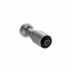 Steel straight crimp hose fitting with flange x crimp connection, designed for -12 hose dash size. Features male x genderless fitting gender and 0.511"-27 thread. Used to connect hydraulic hoses to flanged ports in fluid power systems.