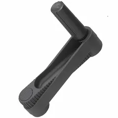 Steel crank handle with a folding plastic grip. Bore diameter 1/2 in, handle length 125 mm. The grip folds away to reduce protrusion when not in use, suitable for manual valve actuation, machine adjustment, and clamping in confined spaces.