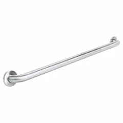This 36-inch straight grab bar is made of satin-finished stainless steel with antimicrobial properties. It has a 1 1/2-inch diameter and supports up to 800 lb. Commonly installed in bathrooms and other areas requiring secure hand support.