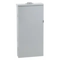 This Square D QO main lug load center is rated 200 A at 208Y/120/240V AC, 3-phase, with a 65kA short-circuit current rating. It provides 30 spaces for branch circuits and includes a surface cover for outdoor installations. Suitable for commercial or industrial branch-circuit distribution where a separate upstream main breaker is used.