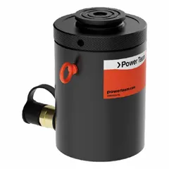 The POWER TEAM RGL2006 is a 200-ton nominal capacity lock nut ram hydraulic cylinder with a 6-inch nominal stroke and an effective area of 41.28 sq in. Designed for industrial lifting and holding applications, the mechanical lock nut provides secure load support during maintenance, construction, and heavy equipment positioning.