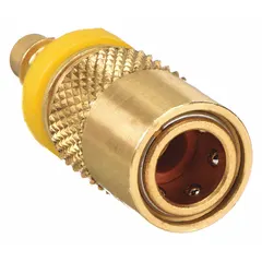 Brass hydraulic quick-connect coupling body from the Moldmate Series. Designed for rapid connection and disconnection of hydraulic hoses in fluid power systems. Suitable for mold cooling, die casting, and general hydraulic circuits requiring leak-free connections.