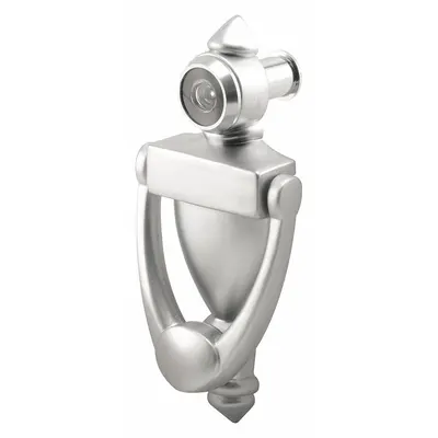 PRIME-LINE Combination Door Knocker/Viewer, Nickel, 180° Viewing Angle - Combination Door Knockers/Viewers