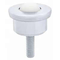 Threaded-stud mount ball transfer with a 5/8 in diameter nylon ball and a 17 lb load capacity. Features a 1/4-20 threaded stud for secure mounting. Suitable for light-duty material handling applications such as conveyor systems, workstations, and packaging lines where omnidirectional movement is required