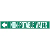 Pipe Marker: Non-Potable Water, Green, White, Fits 1 1/2 to 2 in Pipe O.D., 25 Pipe Markers (MPN 109527)